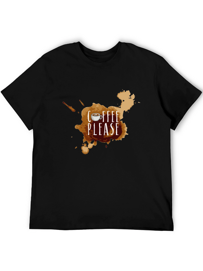 Coffee Please Graphic T-Shirt - Black Casual Tee