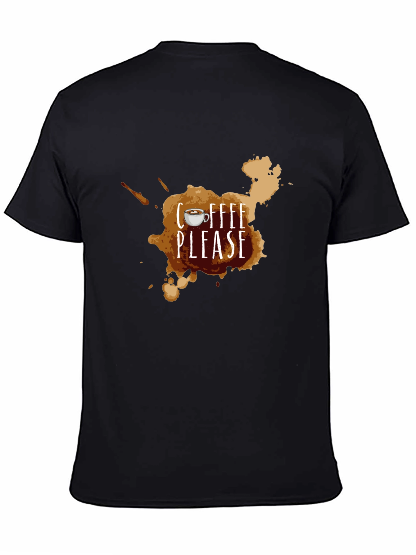 Coffee Please Graphic T-Shirt - Black Casual Tee
