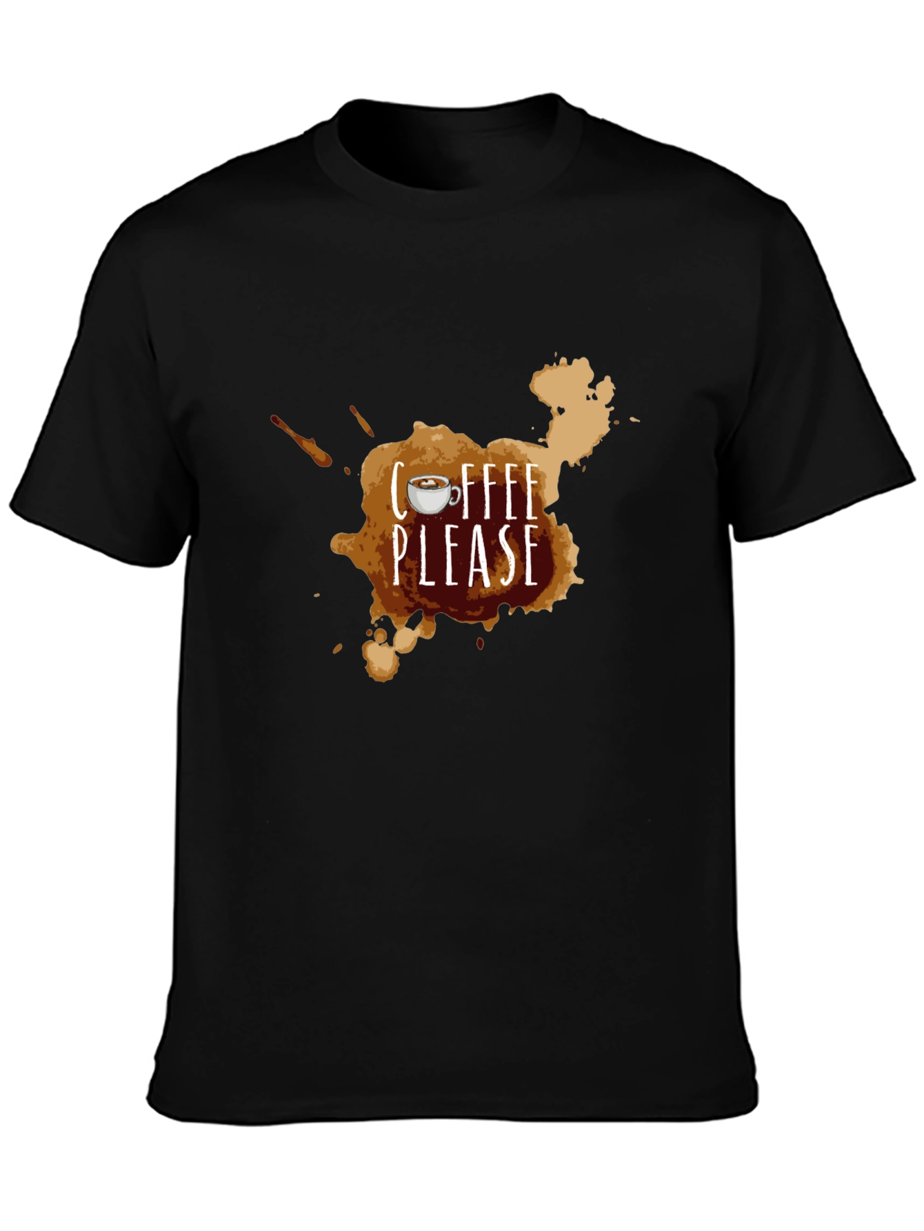 Coffee Please Graphic T-Shirt - Black Casual Tee