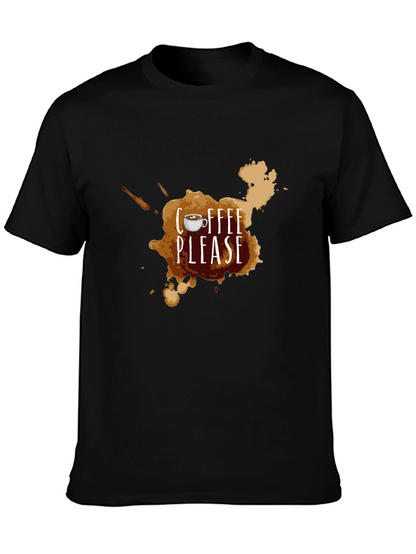 Coffee Please Graphic T-Shirt - Black Casual Tee