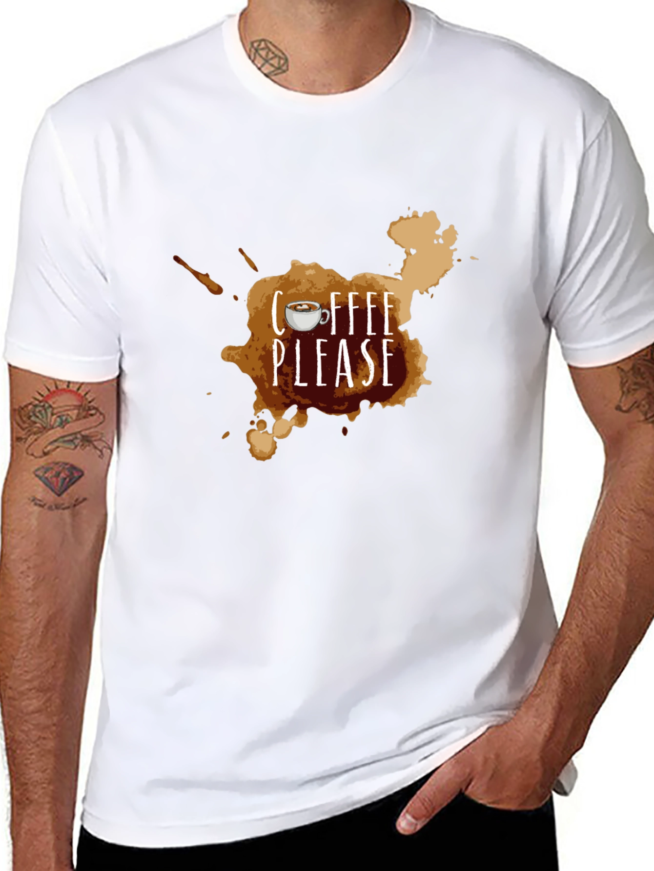 Coffee Please Graphic T-Shirt - Black Casual Tee
