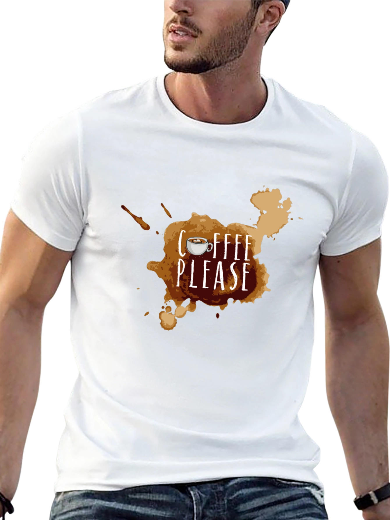 Coffee Please Graphic T-Shirt - Black Casual Tee
