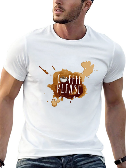 Coffee Please Graphic T-Shirt - Black Casual Tee