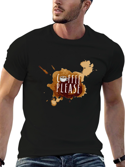 Coffee Please Graphic T-Shirt - Black Casual Tee