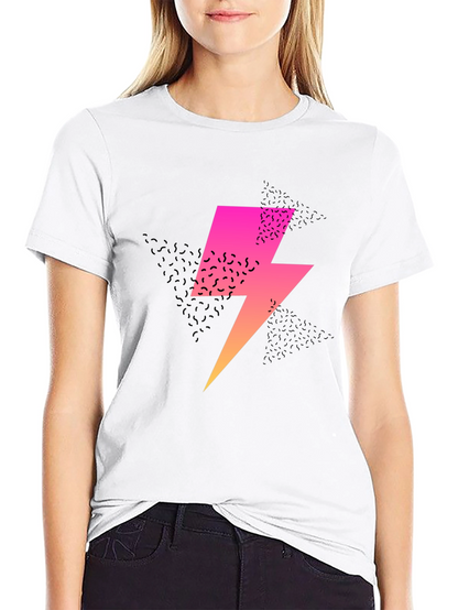 Retro Lightning Bolt Graphic Tee - Black