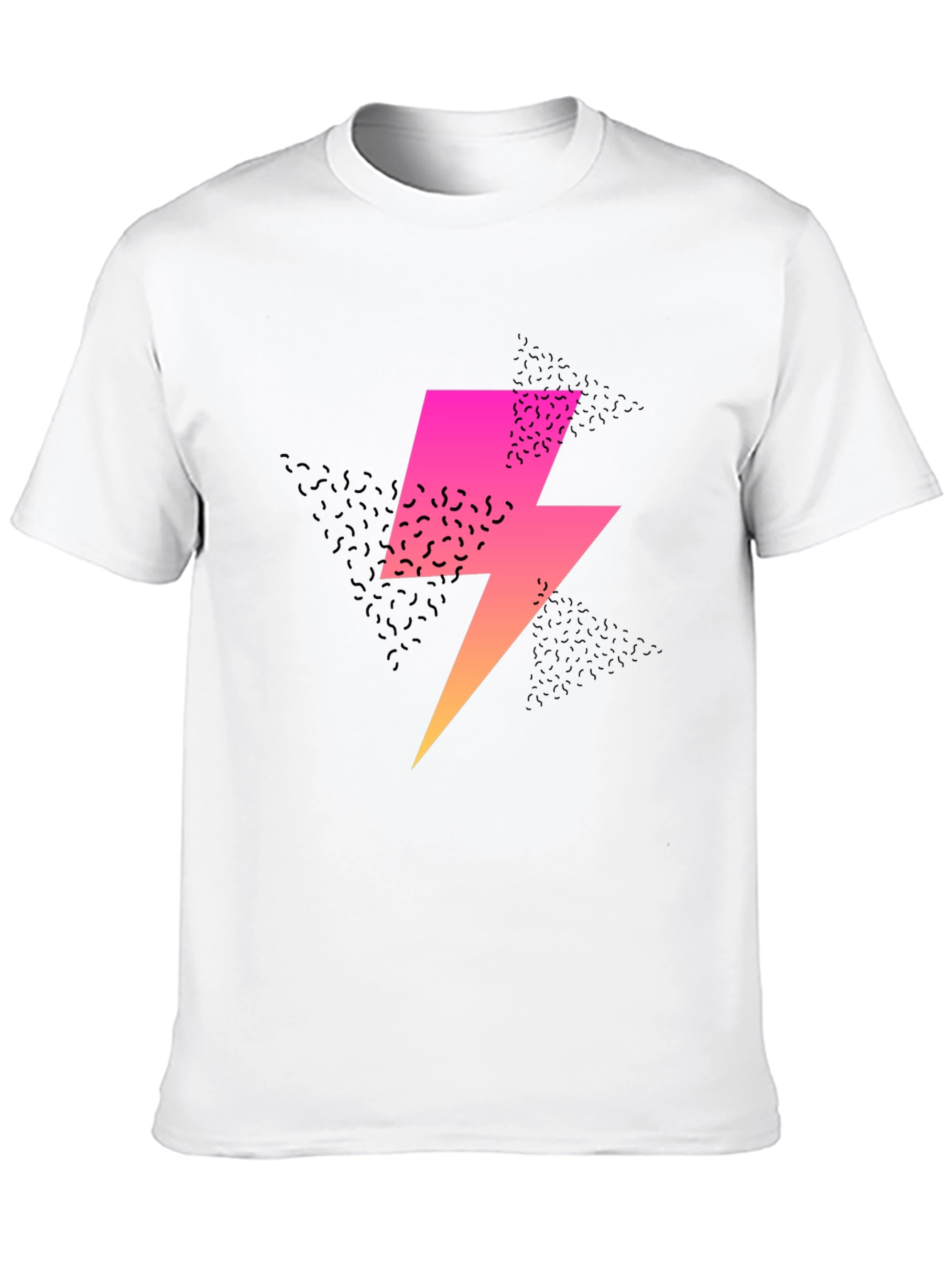 Retro Lightning Bolt Graphic Tee - Black