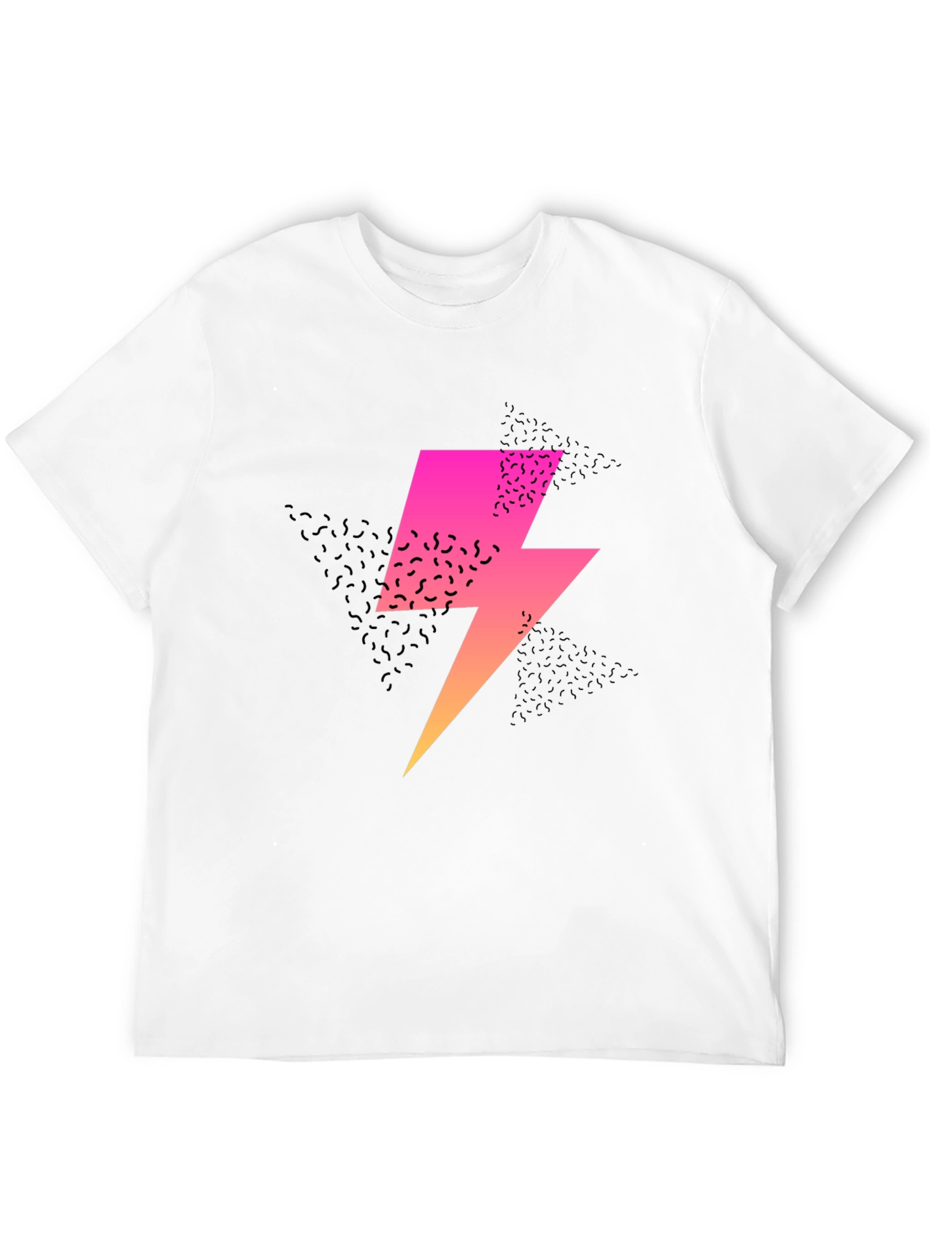 Retro Lightning Bolt Graphic Tee - Black
