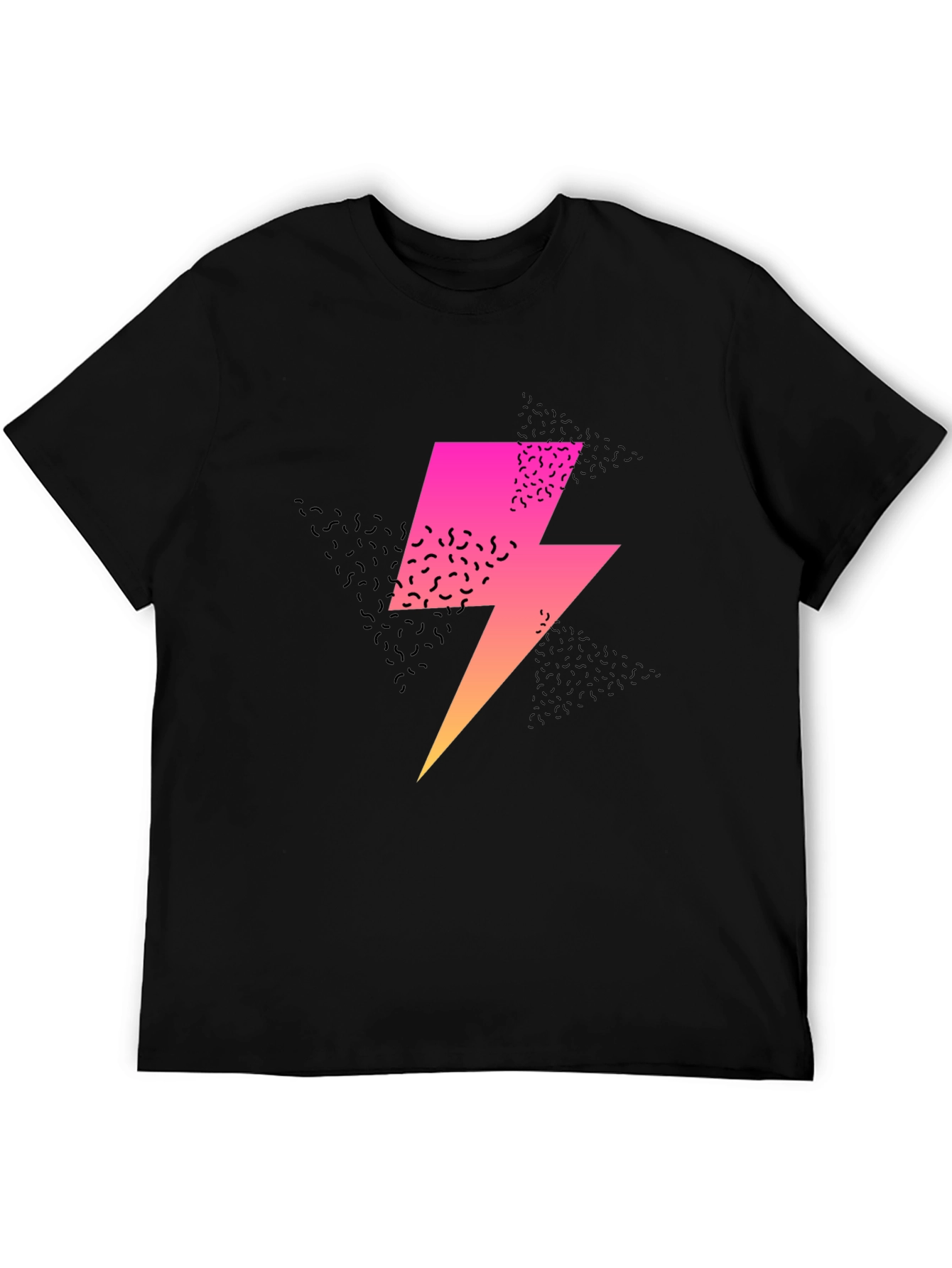 Retro Lightning Bolt Graphic Tee - Black