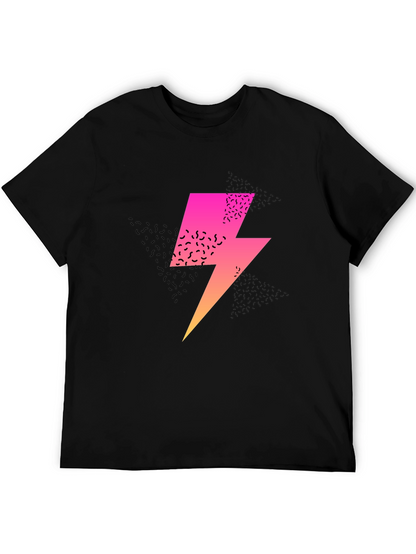 Retro Lightning Bolt Graphic Tee - Black
