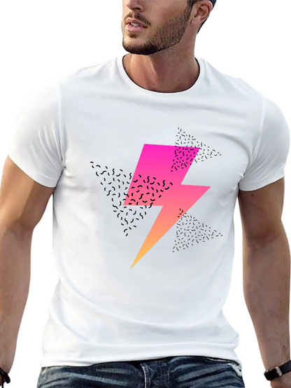 Retro Lightning Bolt Graphic Tee - Black