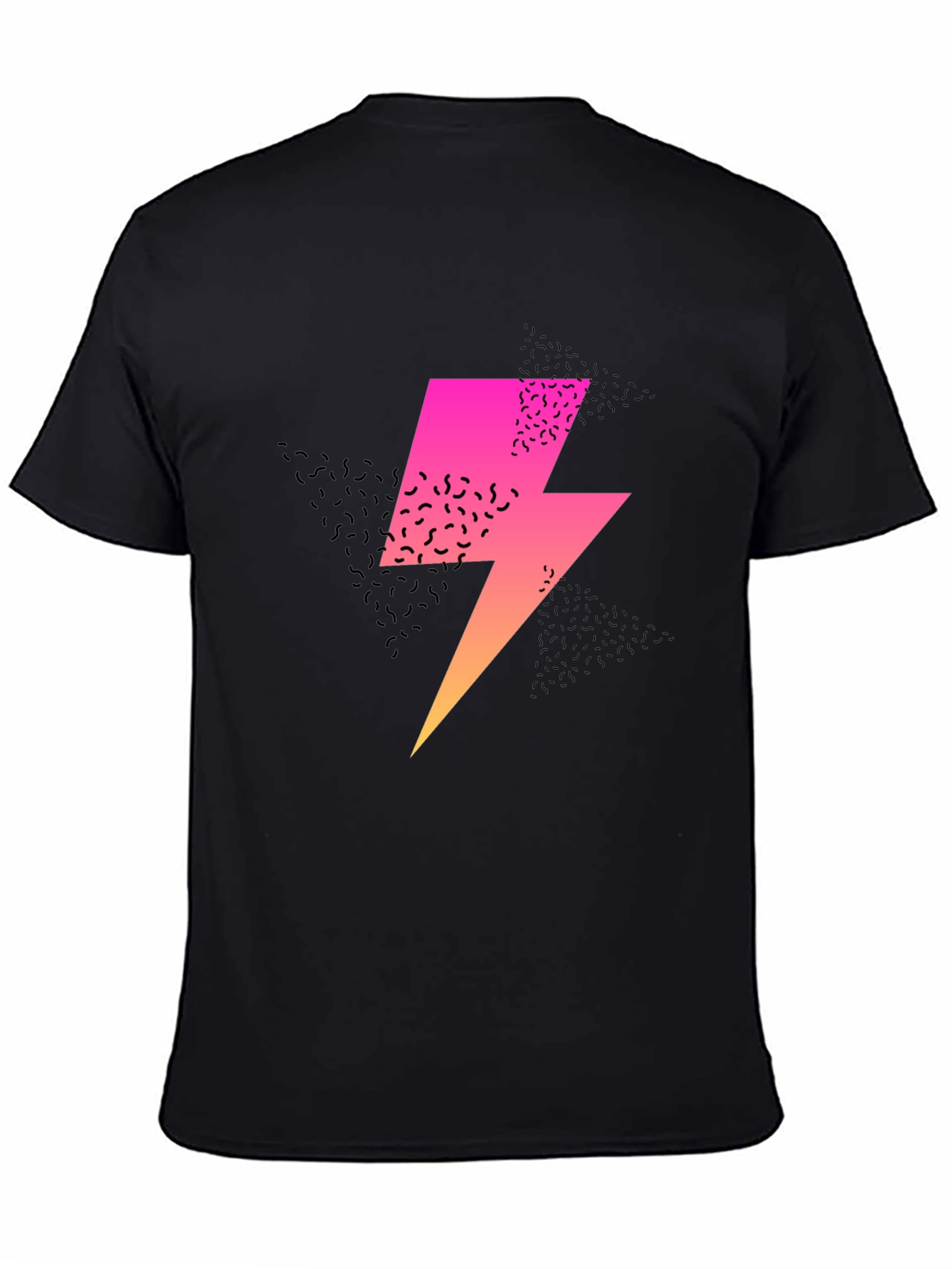 Retro Lightning Bolt Graphic Tee - Black