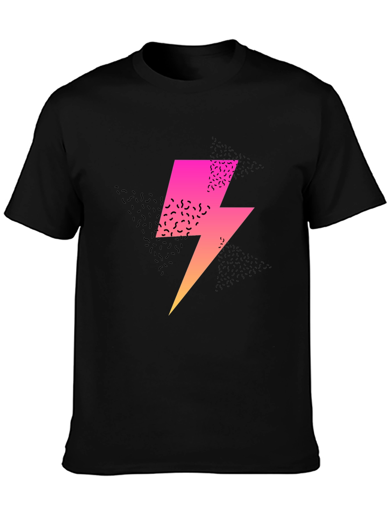 Retro Lightning Bolt Graphic Tee - Black
