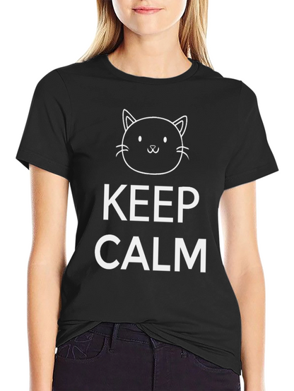 Keep Calm Cat T-Shirt - Black