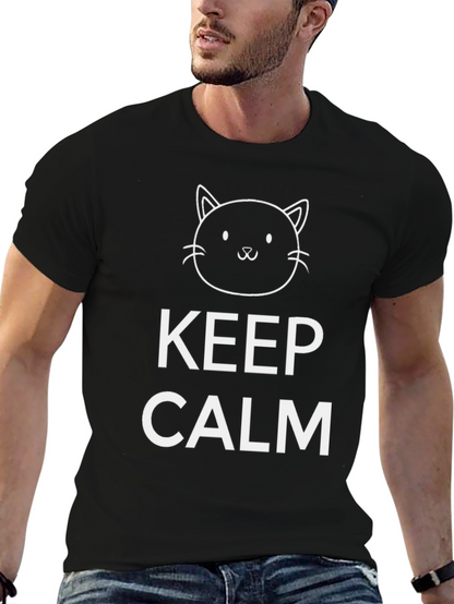 Keep Calm Cat T-Shirt - Black