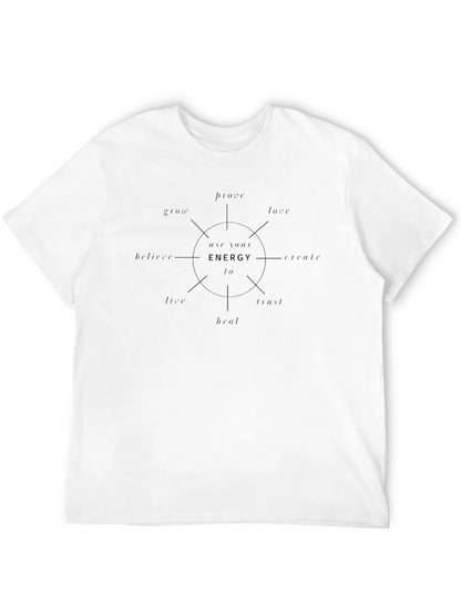 Black Crew Neck T-Shirt with Chakra Energy Graphic