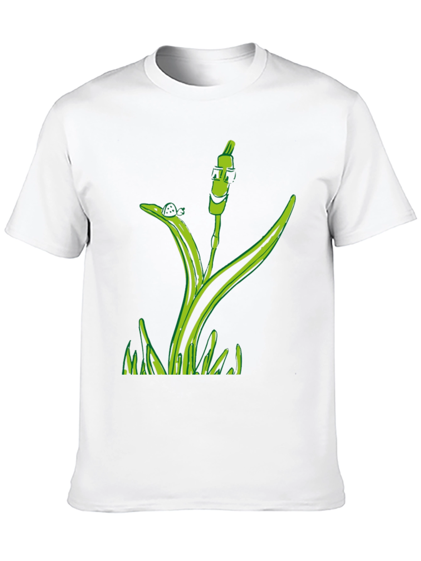 Unique Green Plant Graphic Tee - Black Cotton Blend