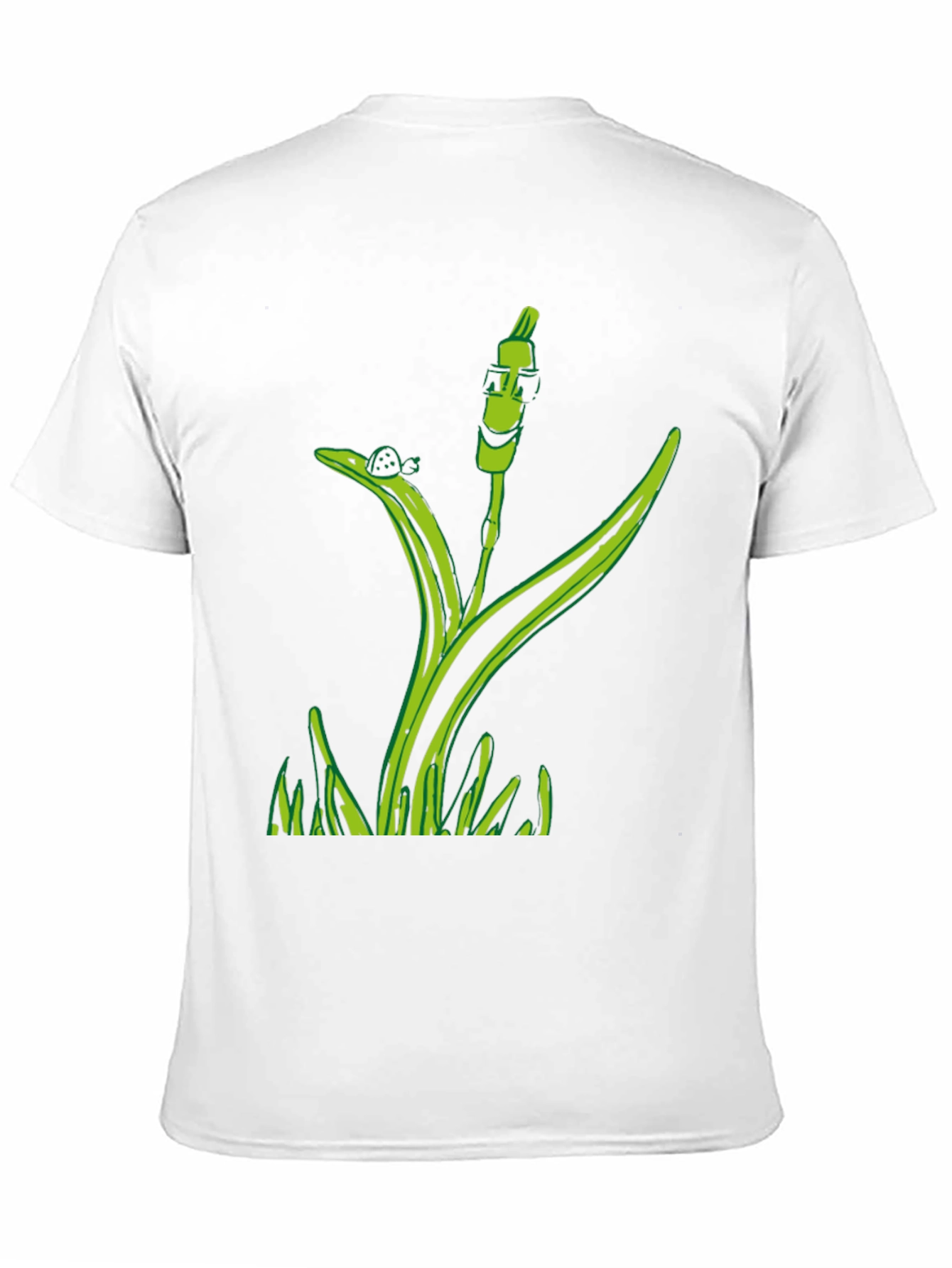 Unique Green Plant Graphic Tee - Black Cotton Blend