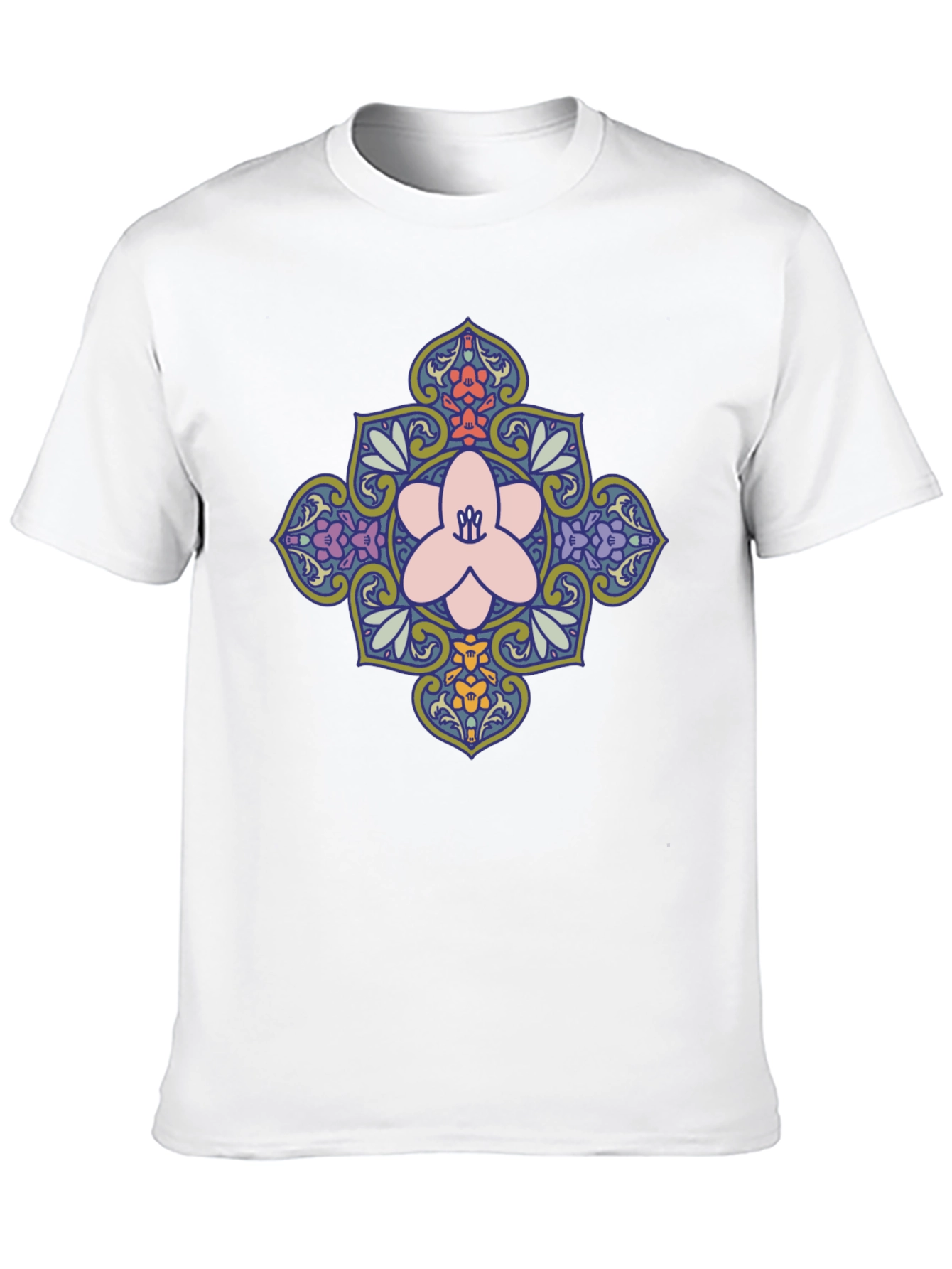Floral Mandala Print Black T-Shirt