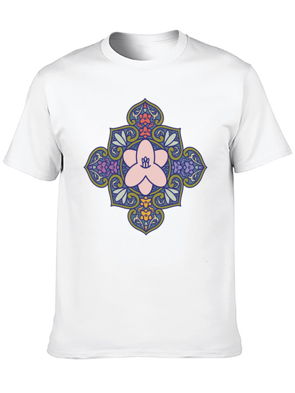 Floral Mandala Print Black T-Shirt
