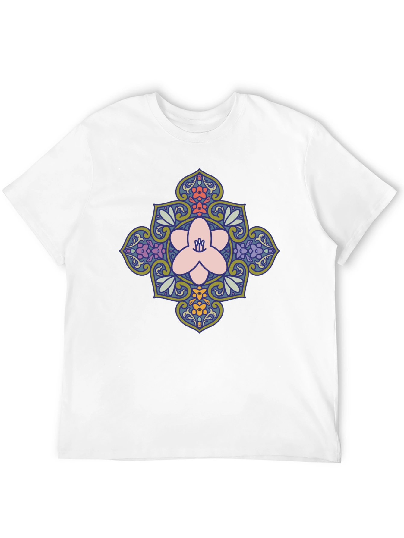 Floral Mandala Print Black T-Shirt