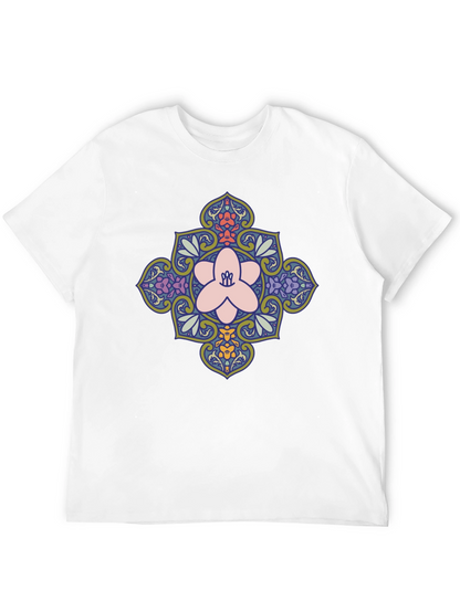 Floral Mandala Print Black T-Shirt