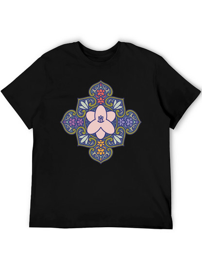Floral Mandala Print Black T-Shirt