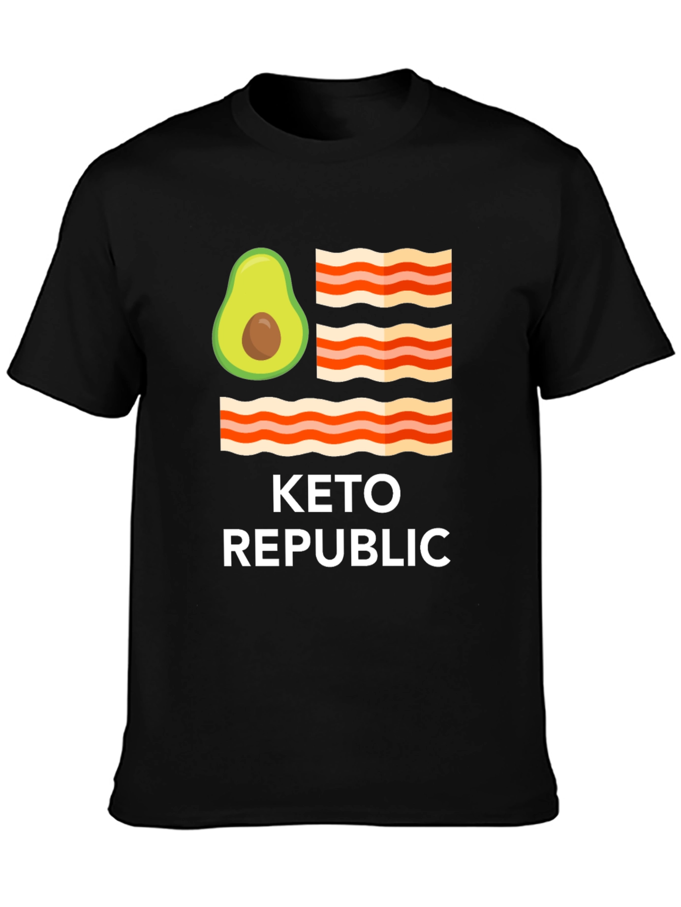 Keto Republic Graphic Tee - Avocado Bacon Flag T-Shirt