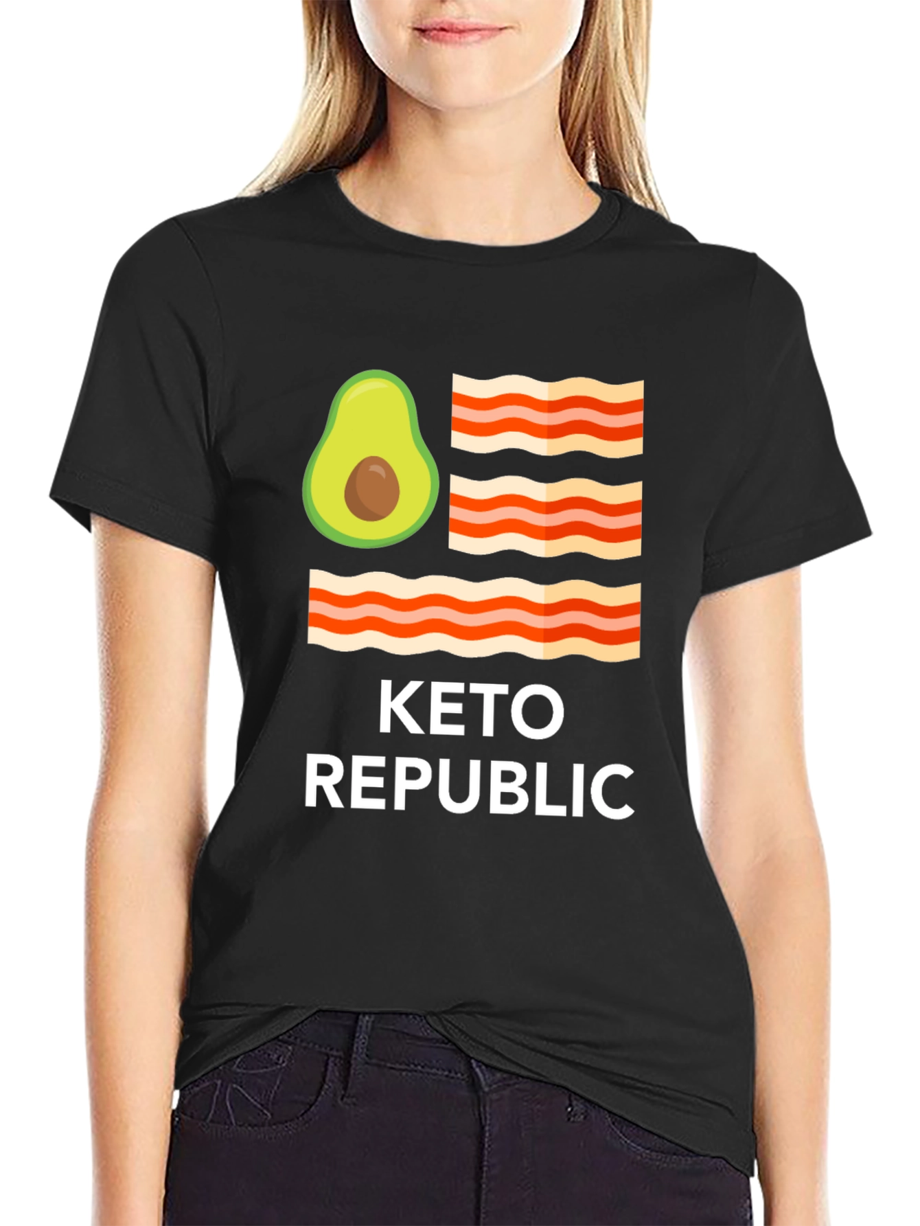 Keto Republic Graphic Tee - Avocado Bacon Flag T-Shirt
