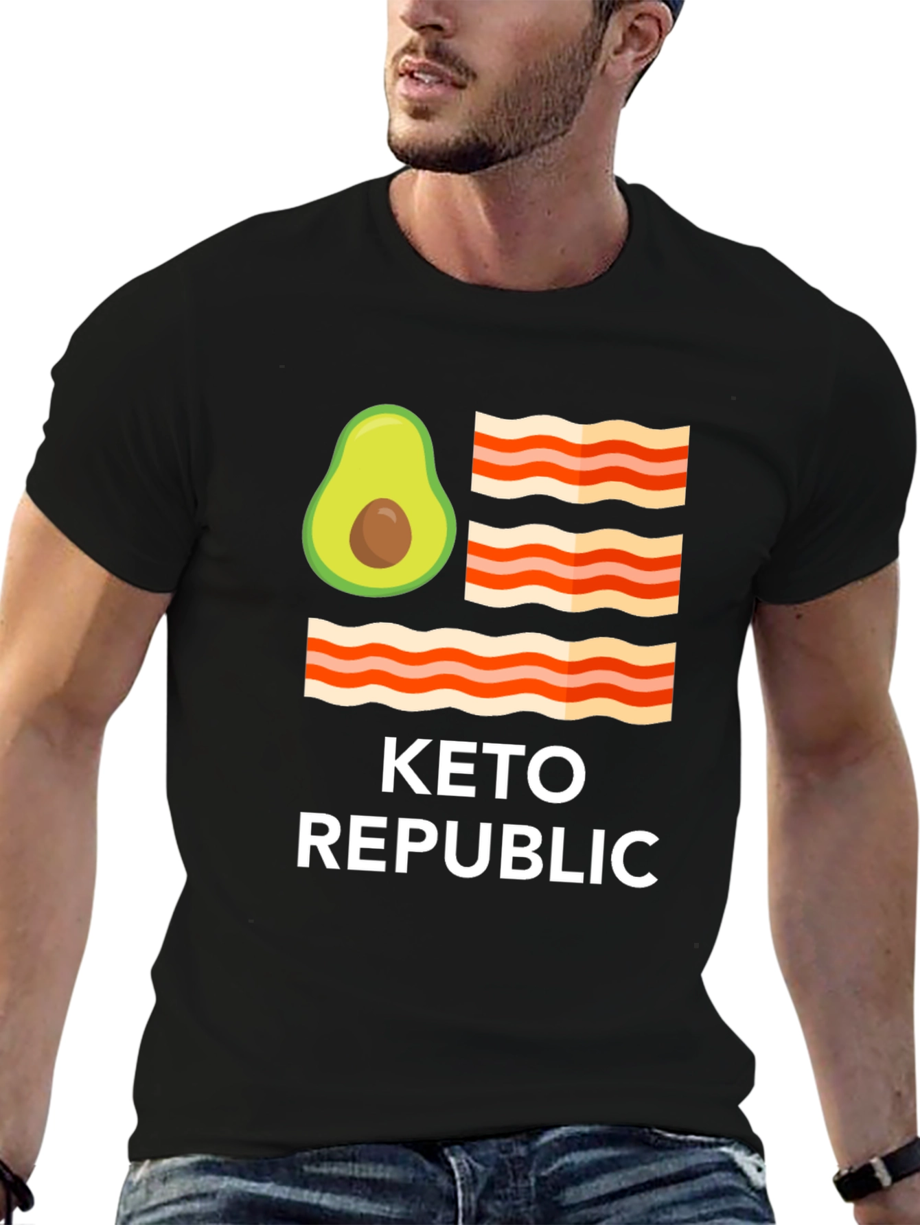 Keto Republic Graphic Tee - Avocado Bacon Flag T-Shirt