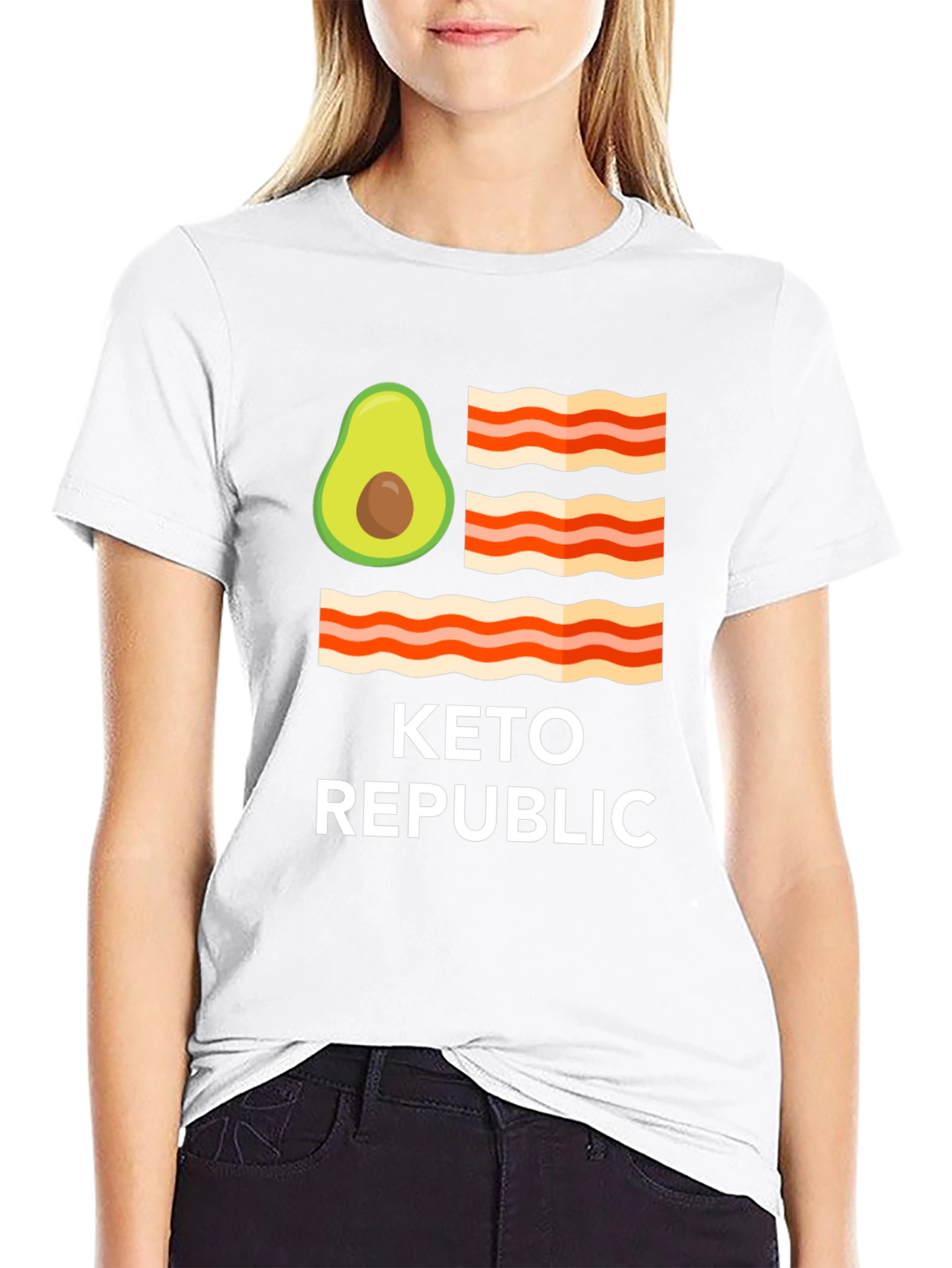 Keto Republic Graphic Tee - Avocado Bacon Flag T-Shirt