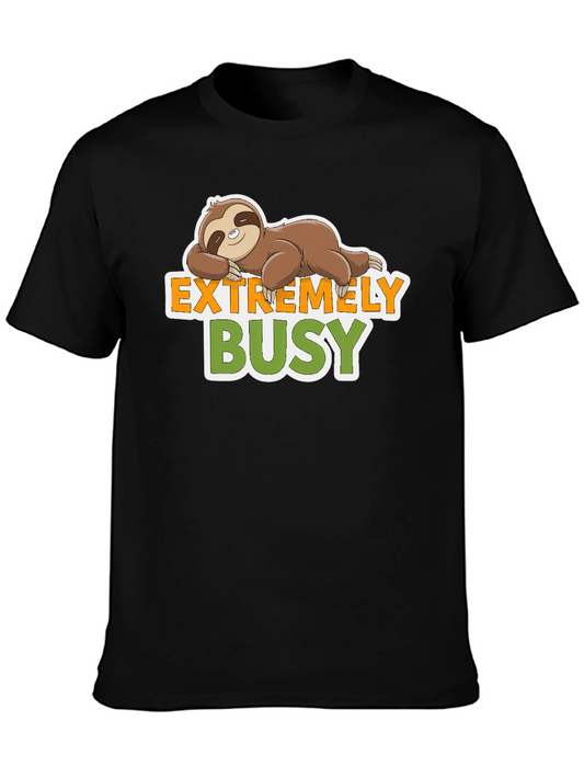 Extremely Busy Sloth Graphic Tee - Relaxed & Fun