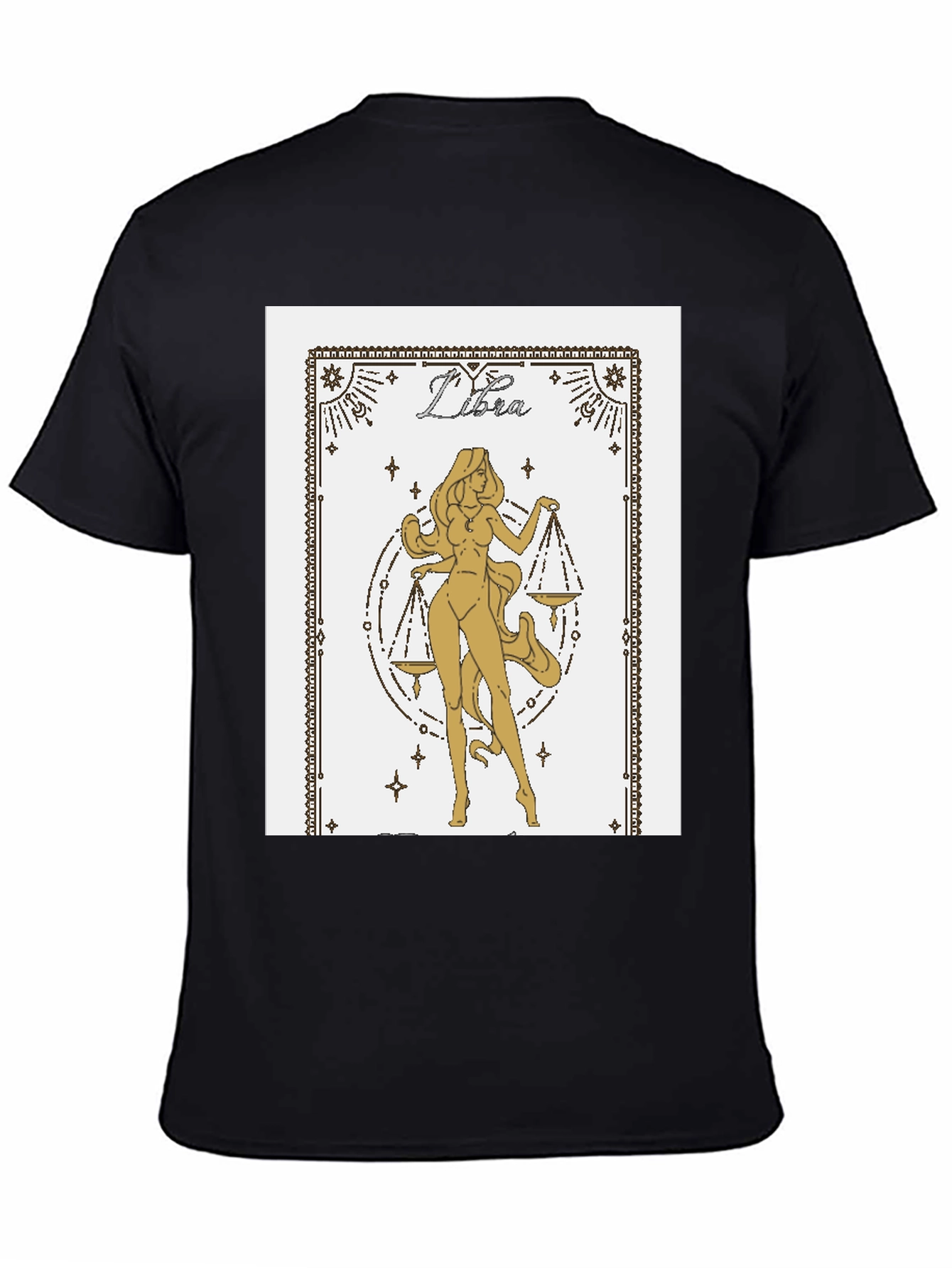 Libra Zodiac Graphic Tee - Black Cotton Blend Shirt