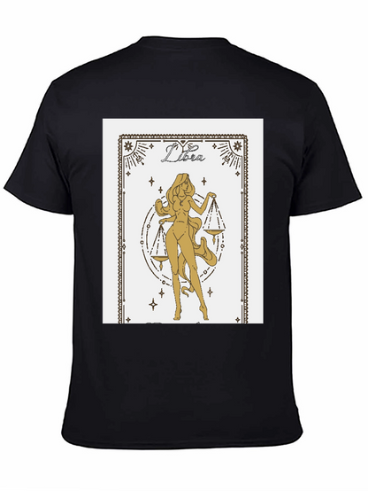 Libra Zodiac Graphic Tee - Black Cotton Blend Shirt