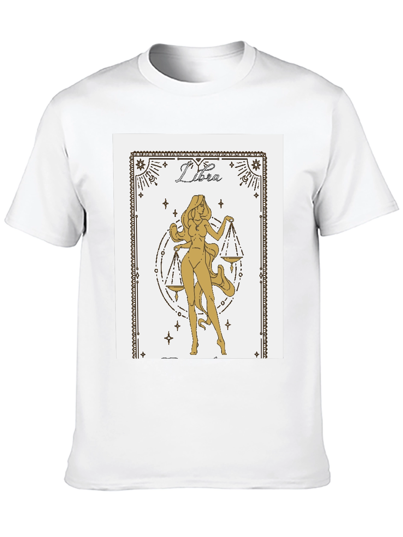 Libra Zodiac Graphic Tee - Black Cotton Blend Shirt