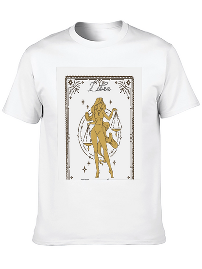 Libra Zodiac Graphic Tee - Black Cotton Blend Shirt