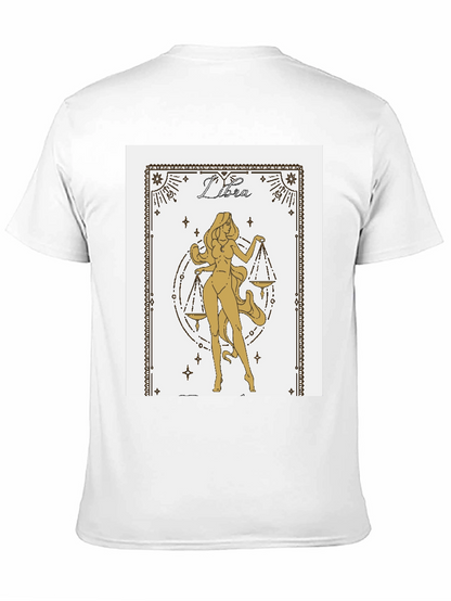 Libra Zodiac Graphic Tee - Black Cotton Blend Shirt