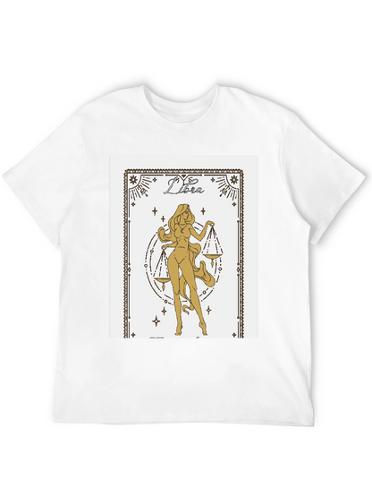 Libra Zodiac Graphic Tee - Black Cotton Blend Shirt