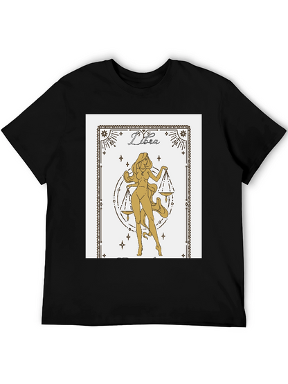 Libra Zodiac Graphic Tee - Black Cotton Blend Shirt