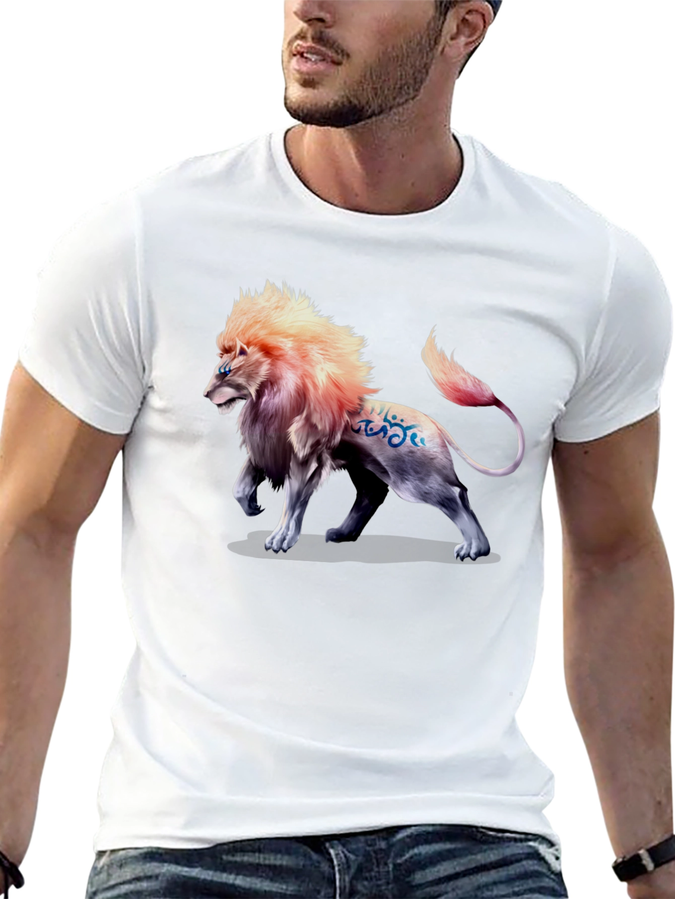 Lion Graphic Print T-Shirt - Bold Style
