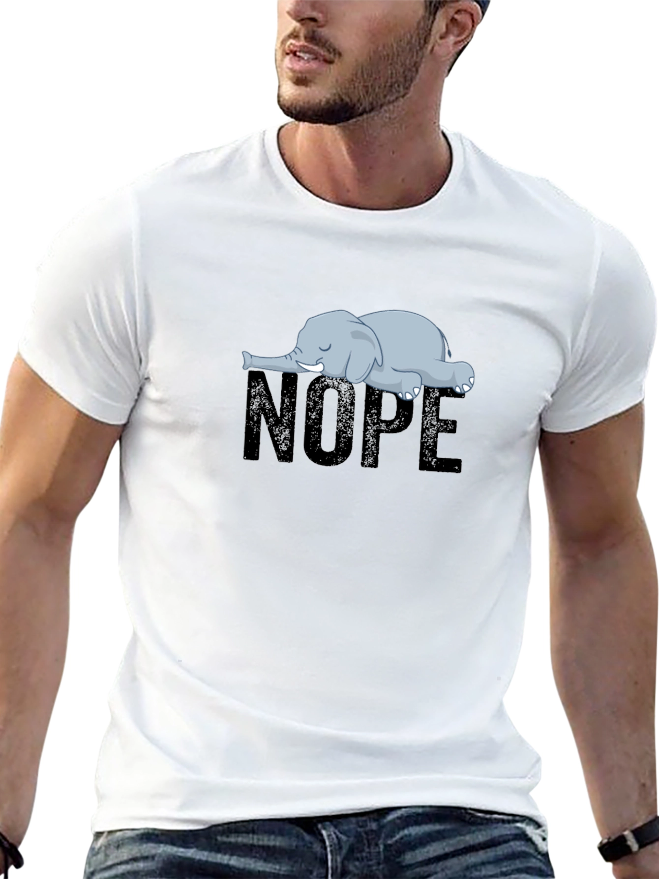 Nope Elephant Graphic T-Shirt - Unisex Relaxed Fit