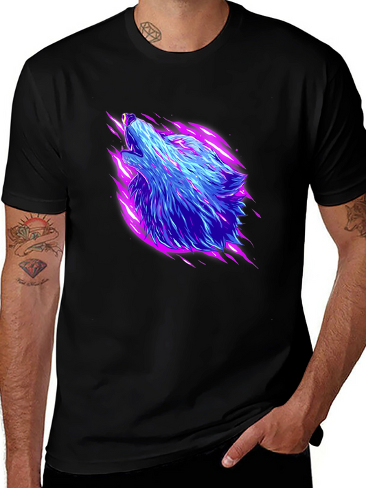 Neon Wolf Graphic Black T-Shirt