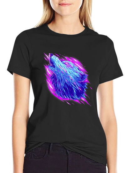 Neon Wolf Graphic Black T-Shirt