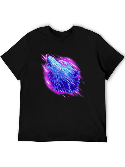 Neon Wolf Graphic Black T-Shirt