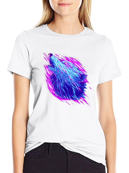 Neon Wolf Graphic Black T-Shirt
