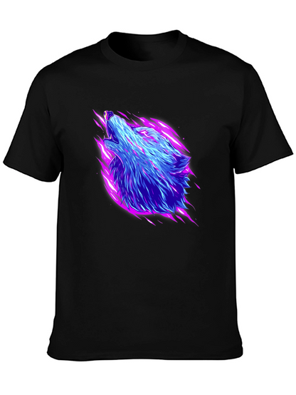 Neon Wolf Graphic Black T-Shirt