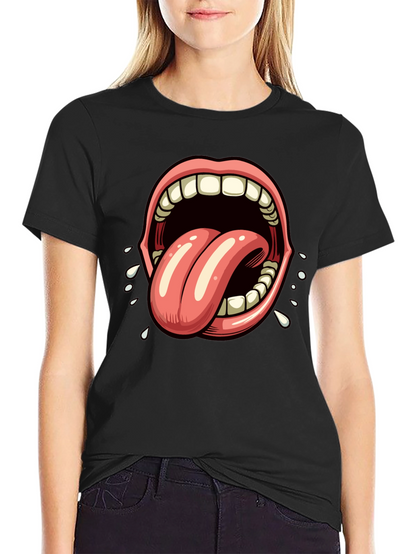 Open Mouth Tongue Out Graphic Tee