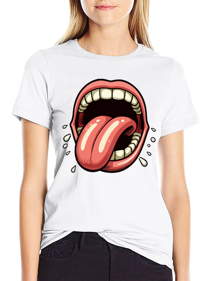 Open Mouth Tongue Out Graphic Tee