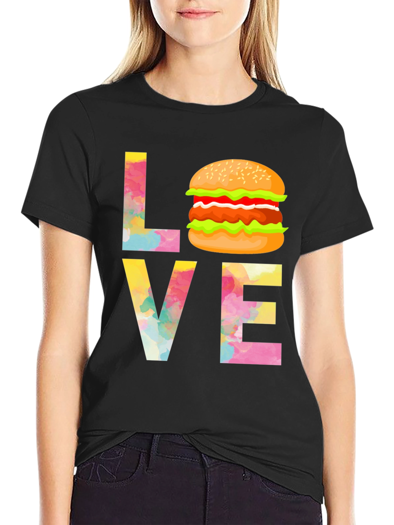 Love Burger Graphic Tee - Unisex Black T-Shirt