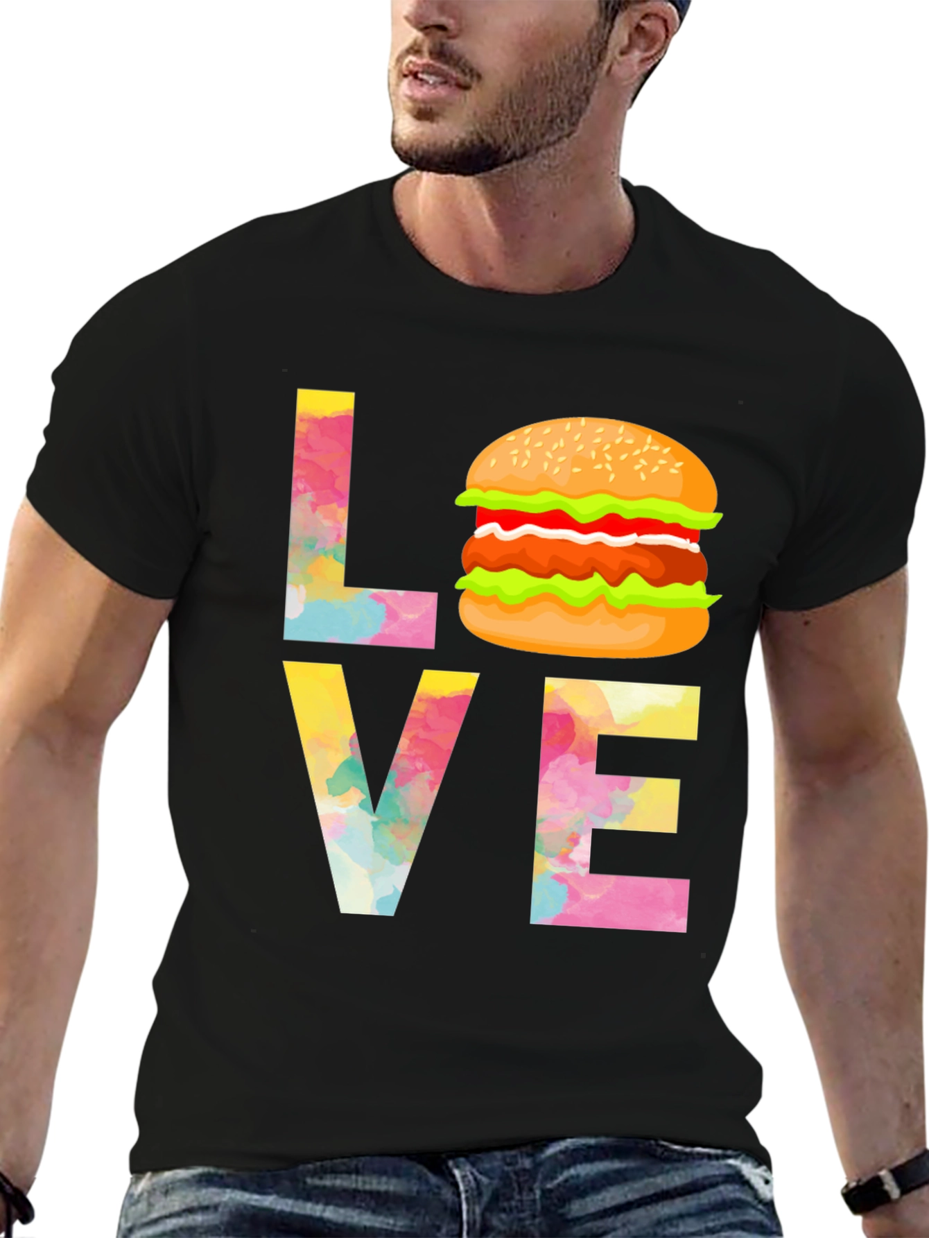 Love Burger Graphic Tee - Unisex Black T-Shirt