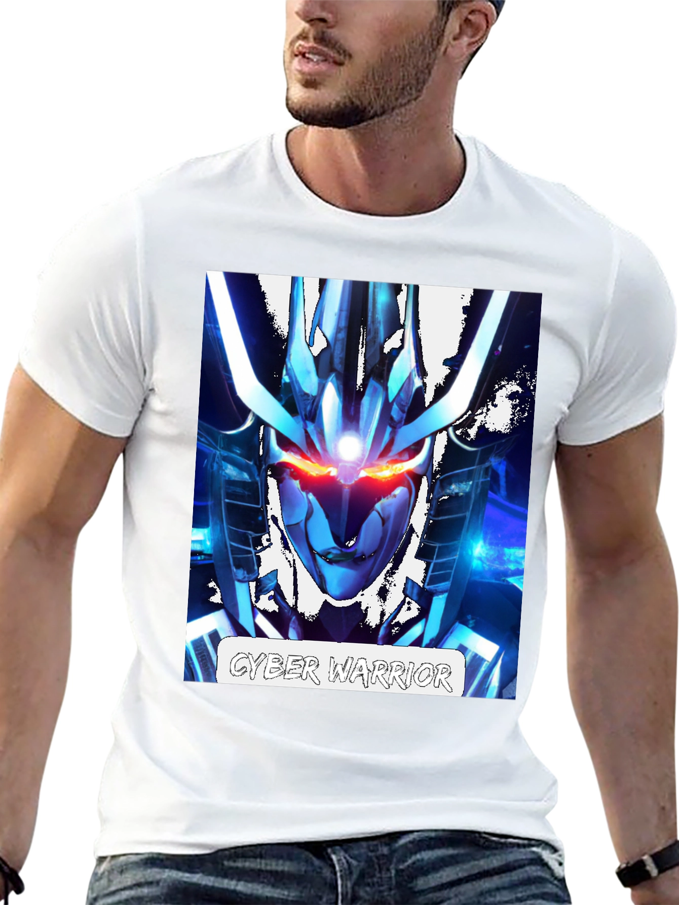 Cyber Warrior Graphic T-Shirt - Sci-Fi Style